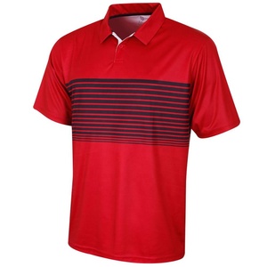 เสื้อโปโลแขนสั้นลายทางผู้ชาย สีน้ำเงินดำไล่เฉด แห้งเร็ว สวมใส่สบาย ผ้าถัก โพลีเอสเตอร์ 100% - Product Image 3