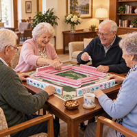 Tapis de Mahjong Personnalisé Antidérapant en Caoutchouc avec Sac de Transport à Cordon, Motif Floral Éléphant pour Jeu à Domicile