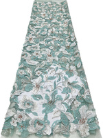 Tissu en dentelle à sequins et perles cousues à la main de qualité supérieure, matière tulle pour robes de soirée