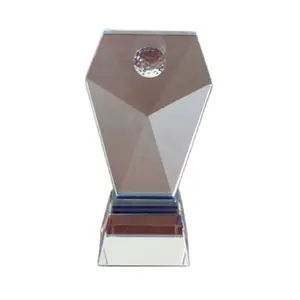 Zeshoekige Kristal Glas Golf Trofee Met Kleur Kristal Glas Awards En Trofeeën Plaques Voor Souv