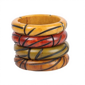 Brazalete de Resina Tallada con Diseño de Jade Verde Amarillo Vintage, Patrón de Planta en Tono Dorado, Elegante y Único, Unisex, para Bodas y Fiestas - Product Image 3