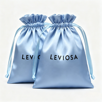 Sac en satin à cordon personnalisé avec logo, sac en satin réutilisable pour les extensions de cheveux, les perruques et l'emballage d'accessoires de mode