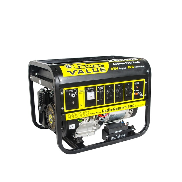 POWERVALUE ZH6500 5kVA Natural Gas Generator 25L Fuel Tank 24V DC Electric Start 5.5kW Max Output 50/60Hz