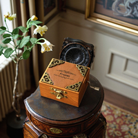 Boîte à musique en bois à manivelle en dentelle antique de 18 notes avec mouvement argenté, boîte-cadeau de musique, boîte à musique Ode to Joy