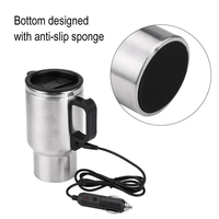 Tasse Chauffante de Voiture 12V en Acier Inoxydable, Bouilloire 500ML pour Café, Mug Chauffé, Thermos Isotherme avec Design Circulaire Thermique