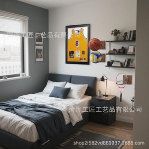 Support mural en bois pour ballon de basket avec panier pour le rangement et la décoration - Product Image 5