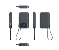 Batterie externe 10000mAh avec câble USB-C intégré, écran numérique circulaire LED, charge rapide PD 35W