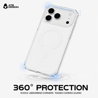 Coque de téléphone magnétique à paillettes ATB Wholesale pour iPhone 18 Pro Max, transparente, antichoc, en TPU et PC, avec protection de l'appareil photo