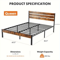 Lit en fer simple ou double 1,2m 1,5m 1,8m 2m avec tête de lit épaissie, cadre métallique, sans matelas, pour appartement ou maison, modèle T03