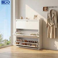 Meuble à chaussures autoportant en métal de style nordique avec 2 ou 3 tiroirs basculants, organisateur de chaussures pour entrée, couloir, salon