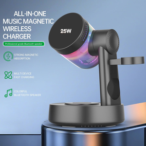 Base de Carga Inalámbrica Magnética <span class=keywords><strong>5</strong></span> en 1 de 25W con Puerto Tipo-C para Reloj, Auriculares y Altavoz con Luces RGB - Product Image 1