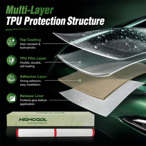 HIGHCOOL - Rollo de Película Protectora de Pintura Transparente Personalizada, TPU PPF, Hidrofóbica, Autoadhesiva, Antiarañazos para Carrocería de Automóvil - Product Image 3