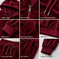 Ensemble de survêtement en velours personnalisé pour femme, coupe décontractée, vêtements de détente tendance, velours doux et luxueux, sweat à capuche zippé intégral et pantalon de jogging, ensemble deux pièces