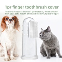 Kit de soins dentaires pour chiens et chats avec brosse à dents et dentifrice à appliquer sur les doigts, en plastique, pour le nettoyage buccal