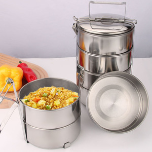Mang Đi Hộp Đựng Tiffin Bằng Kim Loại Hộp Đựng Thức Ăn Bằng Thép Không Gỉ 3/4/5 Lớp Hộp Cơm Trưa Có Tay Cầm - Product Image 2