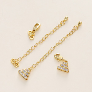 Triangular Extension Chain Pendant With Zircon <b>Copper</b> Plated For <b>Bracelet</b> Making DIY Jewelry Accessories - Product Image 4