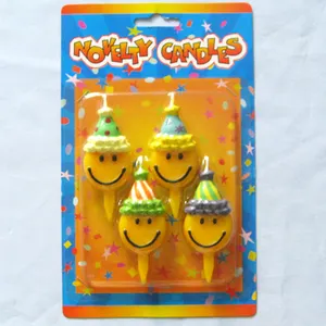 Decorazioni per feste novità in cera di paraffina candele all'ingrosso candele personalizzate forniture colorate giallo sorridente candele regalo