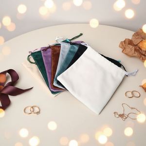 Custom Gift Drawstring Recyclable Velvet Pouch Bag with Logo for Jewelry - Product Image 2