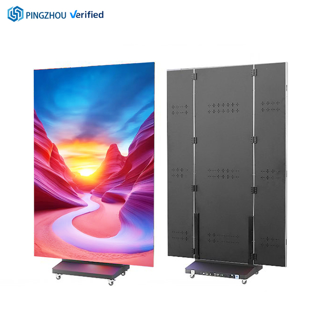 P2.5P1.86Portable LED Display Screen, Full-Color Floor Standing LED Electronic Advertising Tri-fold Poster Stand Digital Signage