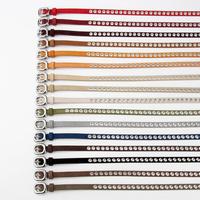 Ceinture fine en cuir véritable suédé à trous, design de luxe, boucle argentée, accessoires de mode pour femme avec anneaux métalliques décoratifs