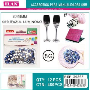 Strass Ilan 5 mm blu luminosi per artigianato 8G 12 pezzi per confezione - Product Image 1