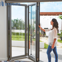 Porte patio pliante en aluminium à double vitrage pour hôtel, design salle de banquet, avec cadre à rupture de pont thermique