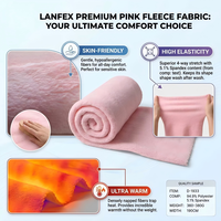 Tissu en polaire rose ultra doux au toucher chaton, largeur 190 cm, tissu tricoté en spandex lourd pour vêtements d'hiver