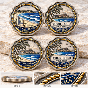 Monedas Conmemorativas Personalizadas de Bondi y Waikiki Beach, Regalos de Viaje Costeros de Doble Cara, OEM ODM - Product Image 2
