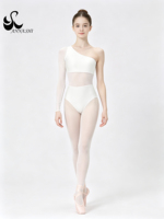 Justaucorps de danse asymétrique à une épaule avec découpes en maille Anna Shi pour filles