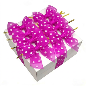 <span class=keywords><strong>Ruban</strong></span> Organza Transparent Doré Pré-noué Torsadé pour Cadeaux – Nœuds Prêts à l'emploi à Prix Fabricant - Product Image 1