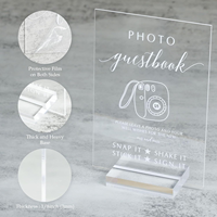 Panneau de table personnalisé en acrylique transparent 5x7 avec support, pour livre d'or photo, décoration de réception de mariage et de fête, vente en gros