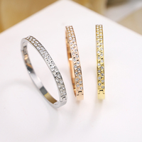 Bracelets Joncs en Acier Inoxydable Plaqué Or 18 Carats avec Zircon Cubique, Bijoux de Luxe Personnalisables en Gros pour Femmes, Manchette Diamant