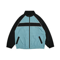 Veste coupe-vent légère et ample pour femme, style rétro, avec blocs de couleur, fermeture éclair et col montant