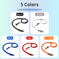 Kabel Pengisi Daya USB Type-C 5 in 1 Nylon Braided OEM/ODM Pabrik, Pengisian Cepat 3A untuk Ponsel & Komputer, Multifungsi untuk Perjalanan