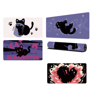 Aangepaste uitgebreide anime katten muismat met aanpasbare tekst, laptop bureau muismat, gaming - Product Image 1