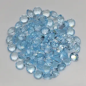 Bulk Natural Loose Gemstone Wholesale Round Cut Sky Blue Topaz Stone