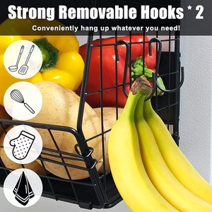 <b>Metal</b> <b>Wall</b>-Mounted <b>Cabinet</b> Door Hanging Basket Organizer Fruit Vegetable Storage Rack for Kitchen Fruit Storage Rack - Product Image 4