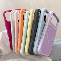 MOQ 500 Casing Ponsel Silikon Cair Warna Solid dengan Pengisian Daya Nirkabel Magnetik untuk iPhone 18 Pro Max 18Pro, Pelindung Belakang Lunak