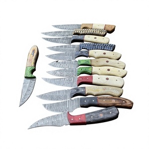 Cuchillo de hoja fija Drop Point de acero de Damasco con mango colorido, personalizable para caza, camping y supervivencia - Product Image 2