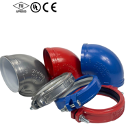 Raccord flexible rainuré pour sprinkler, en fonte ductile ASTM A536, 300 PSI, UL FM, coude, té, réducteur, direct usine