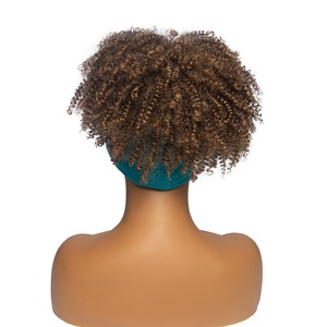Factory Wholesale Cheap Short Afro Kinky Curly Headband <strong>Wig</strong> Ombre Brown Synthetic <strong>Turquoise</strong> Blue Headband <strong>Wig</strong> for Black Women - Product Image 3