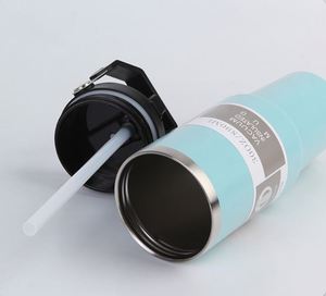 Large Capacity 30oz Insulated Stainless Steel Water Bottle Double <b>Drinking</b> Straw Hand Grip Design Insulated Plastic Drinkware - Product Image 4