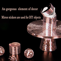 Autocollant de carreaux de mosaïque miroir auto-adhésif en verre doré carré pour la décoration artisanale de boule disco, vase et cadre photo
