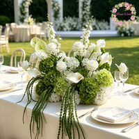 Nouvelles boules de fleurs artificielles en soie blanches et vertes, style réaliste, écologiques, pour décoration de table de mariage, demande en mariage, exposition, hall d'exposition