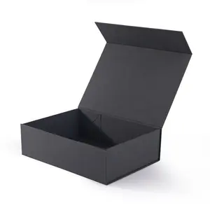 定制黑鞋可折叠磁性纸礼品盒带标志圣诞盒男士礼品盒情人节创意