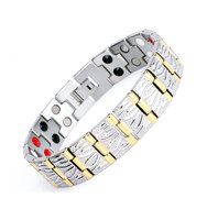 Pulsera de Acero Inoxidable 316L de Venta Caliente, Ancha, para Alivio del Dolor, con Iones Negativos, Anti-Radiación, con Elemento Magnético de 3 Filas