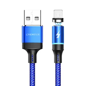 3 in 1 LED Schnell ladung drehbare zusätzliche Köpfe magnetische USB Schnell ladekabel Datenkabel USB