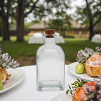 Ventes en gros de bouteilles de vin en verre de 120 ml, carrées, transparentes, de style vintage, petites, pour les faveurs de fête, les artisanat DIY, avec bouchons en liège