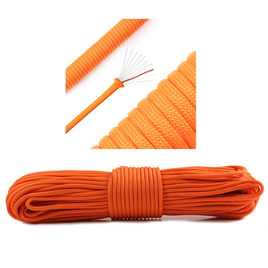 100 pieds/rouleau extérieur multifonctionnel 550 4mm 10 brins corde Kit de survie Camping Paracord avec PE ligne de <span class=keywords><strong>poisson</strong></span> noyau de corde de feu - Product Image 1