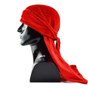 高級メンズヒップホップベルベットロングテールキャップ厚手ウォームサイクリングヘッドバンド海賊帽子デュラグデュラグアウトドア - Product Image 6